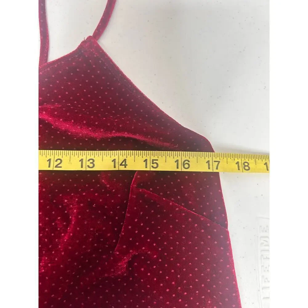 Lavender Field Velvet Cami Strappy Tank M Red mini polka dot Y2K Festival